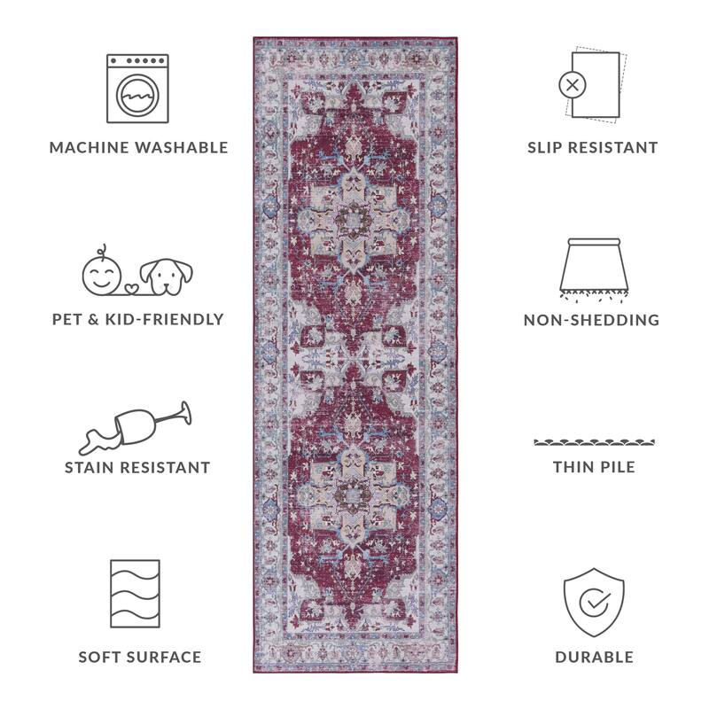 SAFAVIEH Tucson Machine Washable Slip Resistant Salome Oriental Medallion