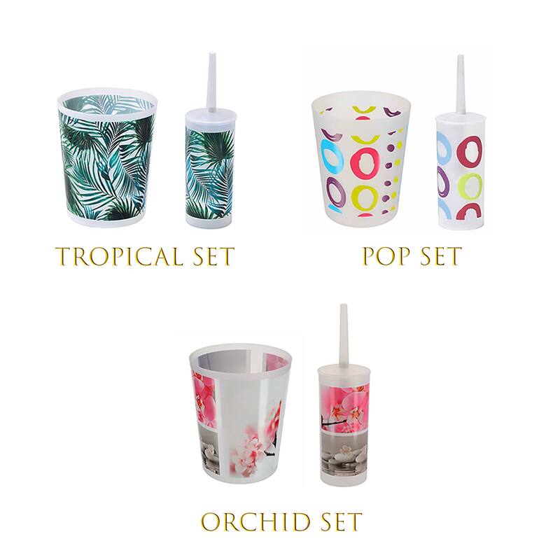 Orchid Bathroom Accessory Set 2-Pieces Plastic - 9.4" H x 7.8" W x 6.2" L
