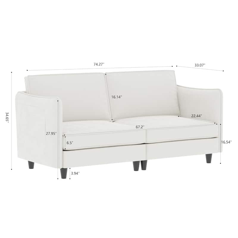 Christopher Knight Home - Hadley 74.27" Loveseat Sofa with Mid-Century Modern Design