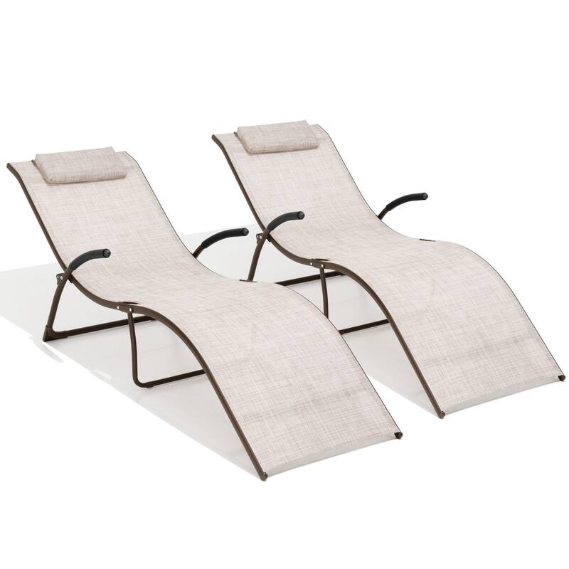 Crestlive Products Outdoor Aluminum Chaise Lounge Chair with Adjustable Backrest