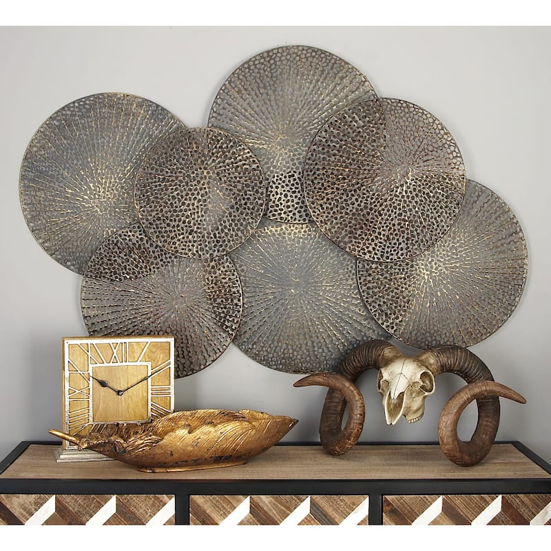 Metal Plate Overlapping Perforated Wall Decor - Black - Roche River Decor
