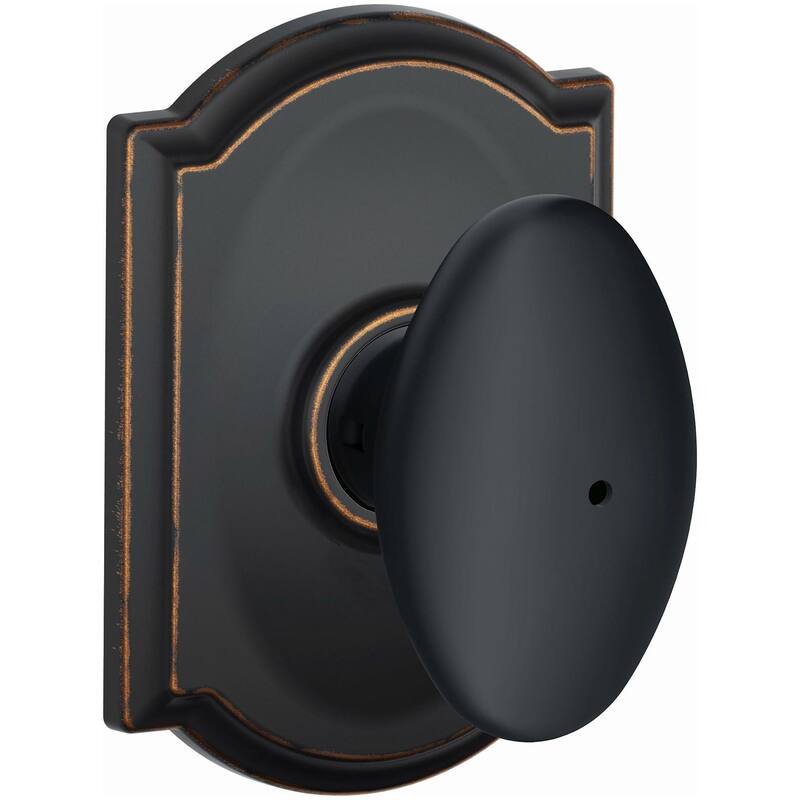 Schlage Siena Privacy Door Knob Set with Decorative Camelot Trim - Aged Bronze