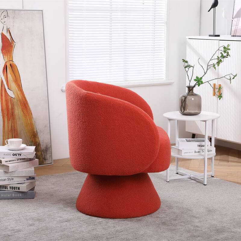 Round Fabric Swivel Accent Chair