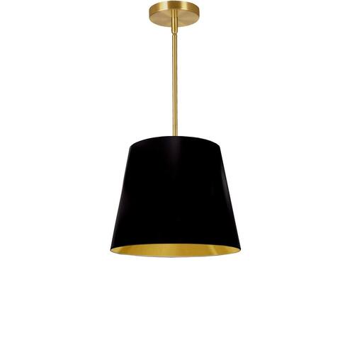 Dainolite Oversized Drum Modern Gold Luxury Pendant Light Modern Pendant Light w/ Black/Gold Tapered Drum Shade