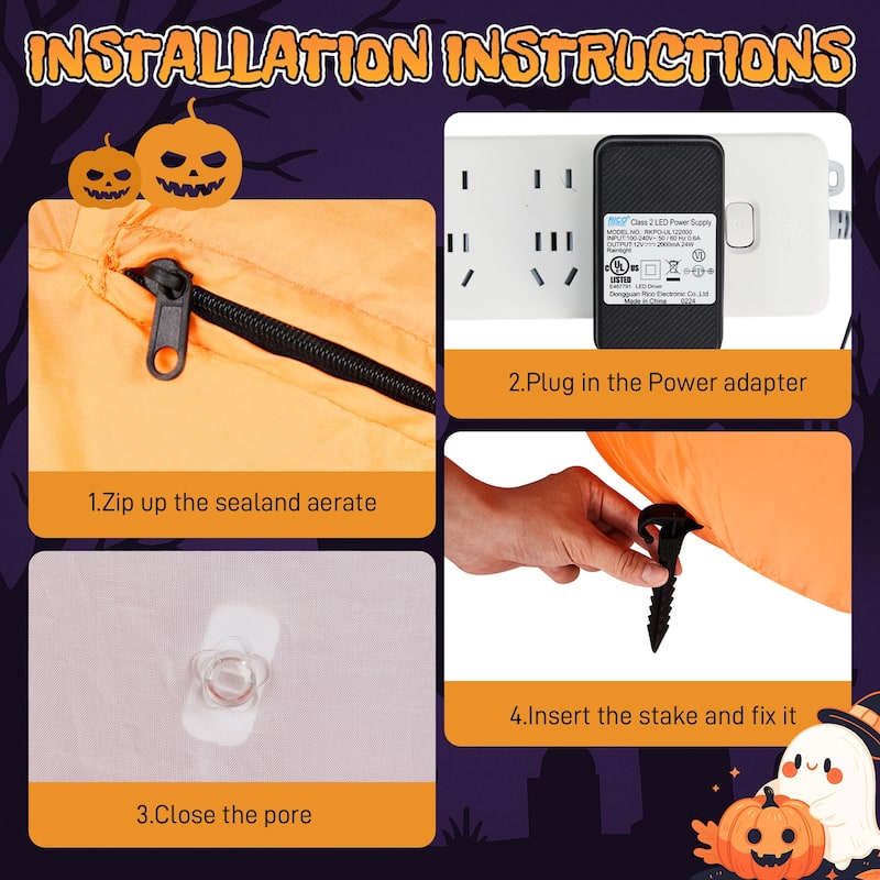 2.8FT Inflatable Pumpkin Ghost with LED Lights and Halloween Lawn Yard Decorations for Outdoor Use - 2.8 ft