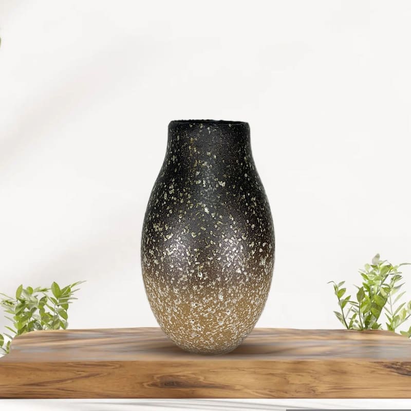 AIRA HOME Oblong Ombre Ceramic Vase Sand to Chocolate Brown