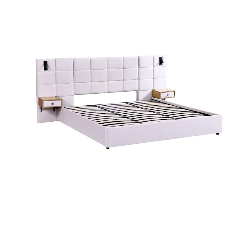 King Size Velvet Hydraulic Storage Bed with LED Lights & USB Charging