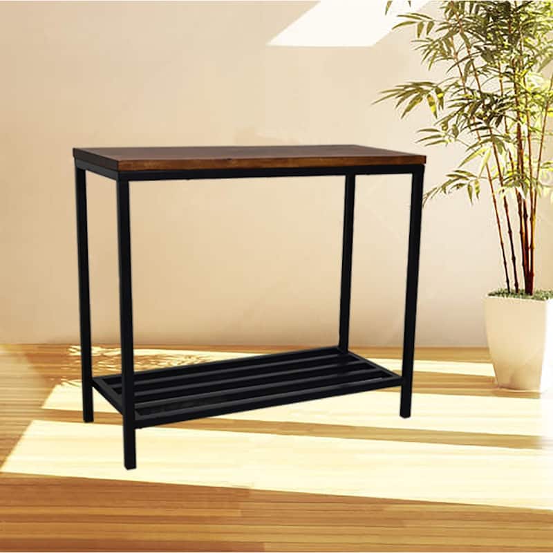 Rectangular Console Table - 34" - Black and Brown