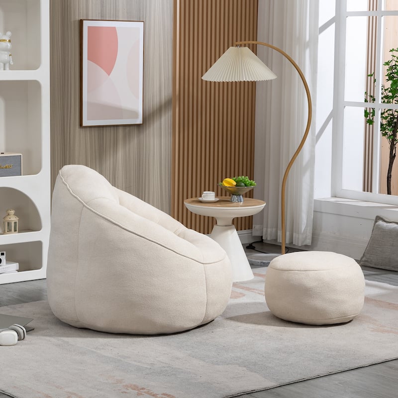 Roomfitters Bedding Bean Bag Sofa Chair - High Pressure Foam Bean Bag Chair for Adults with Padded Foam Padding and Footrest