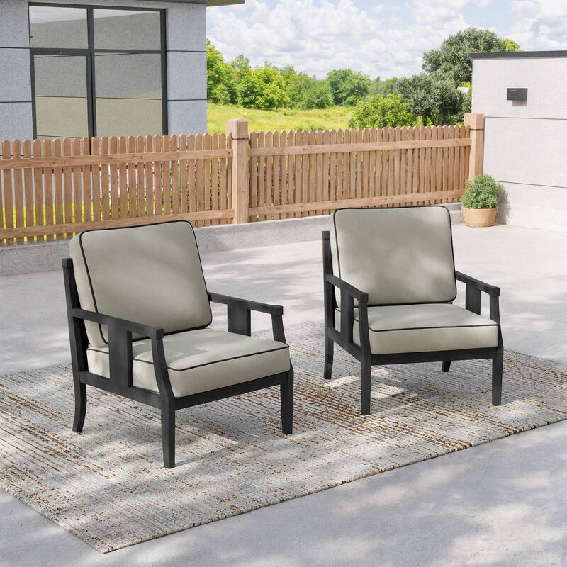 2 Set Outdoor Patio Club Chair with Cushion Patio Arm Lounge Chair