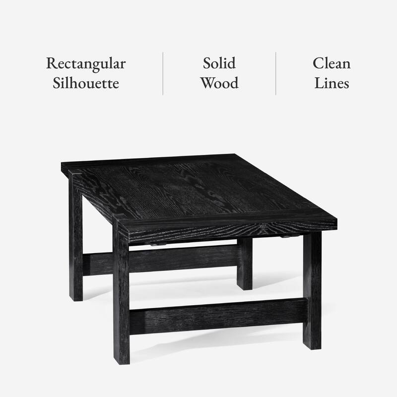 Maven Lane Angelo Rustic Rectangular Wooden Coffee Table in Aged Black