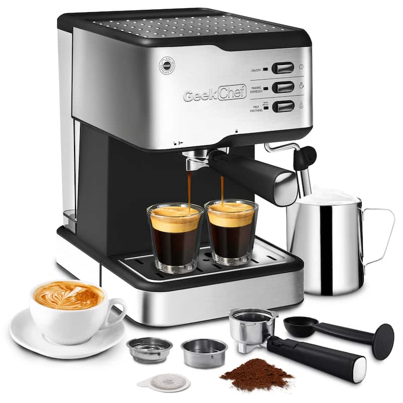 Pump Espresso Machine, W/ Capsules Filter and Milk Frother Steam Wand ...