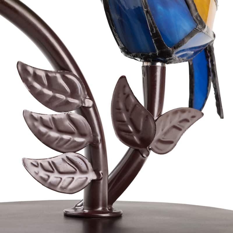 Sora River of Goods Bronze Polyresin and Stained Glass Novelty Bird Shade 15-Inch Table Lamp - 11.5" x 6.5" x15"