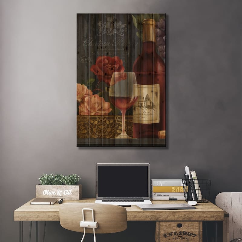Chateau Wine I Print On Wood by Conrad Knutsen - Multi-Color