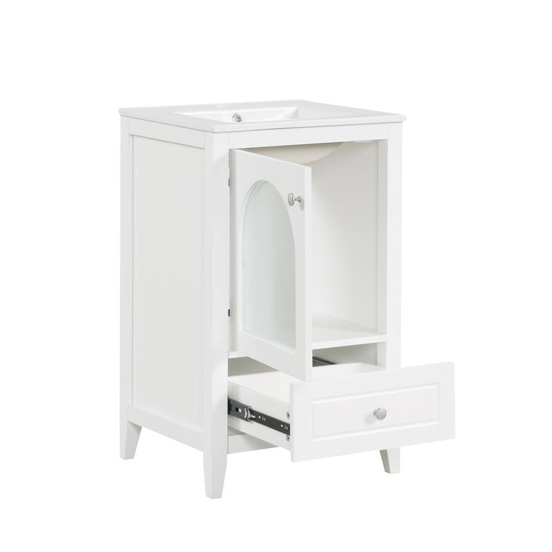 Modern Black Bathroom Vanity with Painted Finish, Soft-Closing Door, and Single Faucet Hole - 20in L