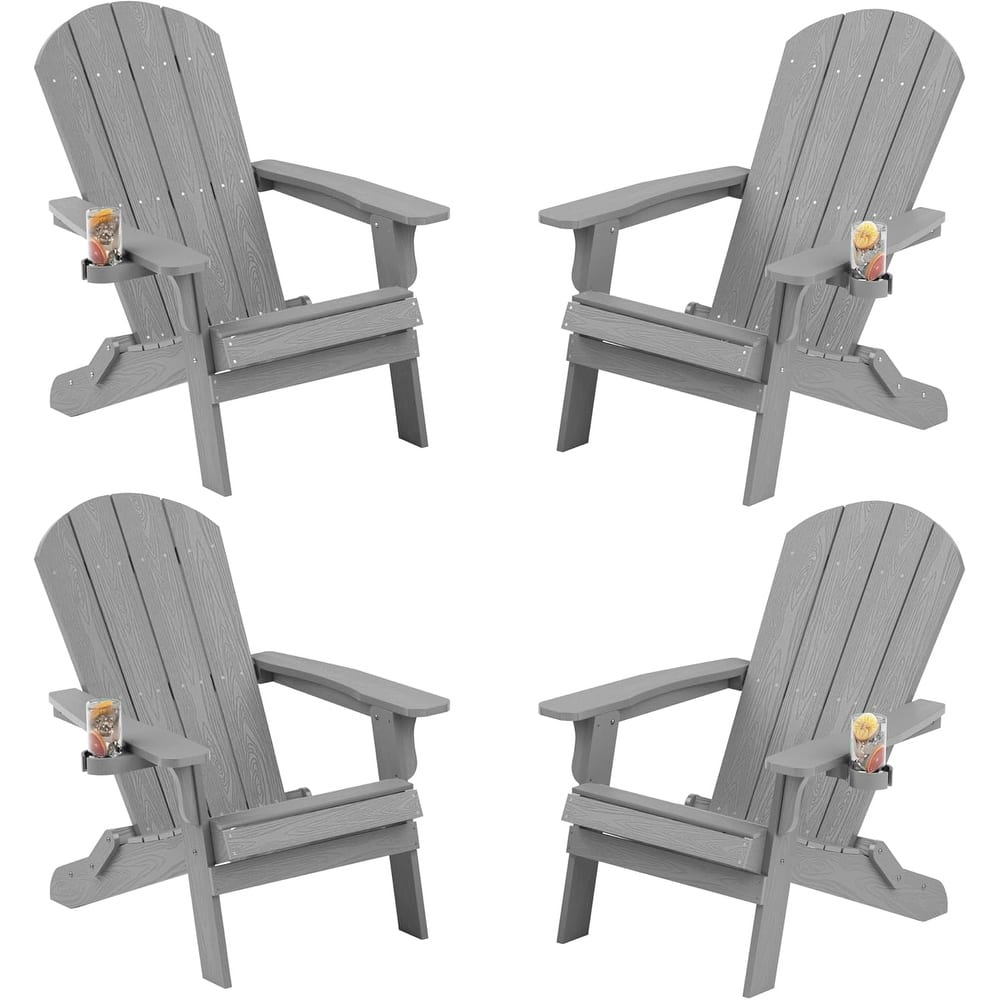 WINSOON All Weather HIPS Oversized Folding Adirondack Chair with Cup Holder