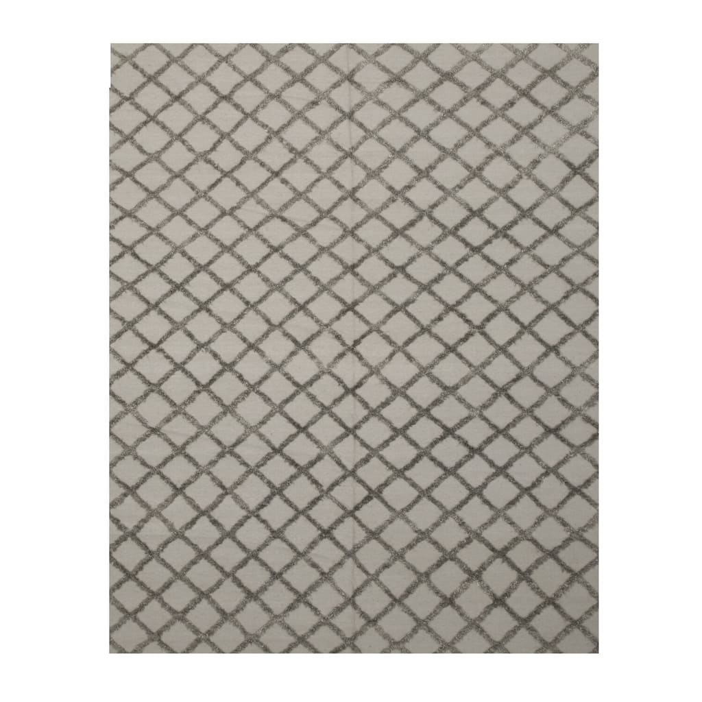 Gray Handwoven Wool & Viscose Transitional Marrakesh Trellis Rug, 10' x 14', Luxurious Soft Rug - L