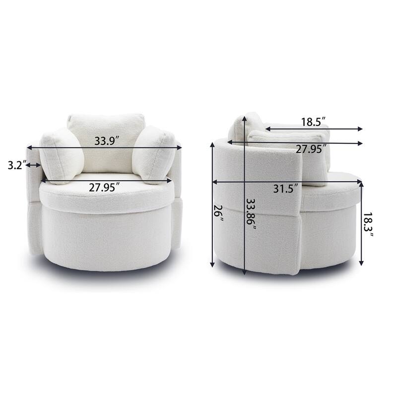 Teddy Fabric Swivel Storage Chair With Back Cushion