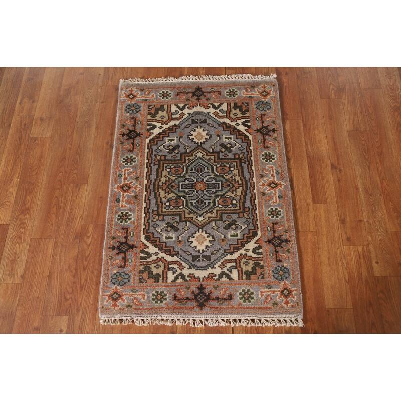 Heriz Serapi Oriental Rug Handmade Orange Wool Carpet - 2'0"x 3'0"