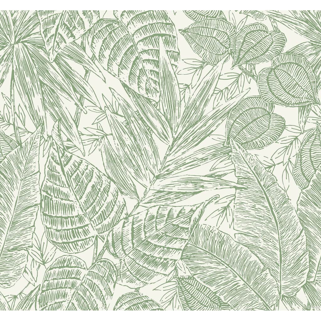 A-Street Prints Brentwood Green Palm Leaves Wallpaper