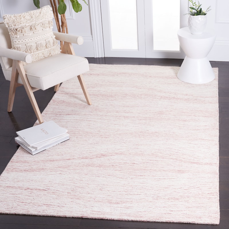 SAFAVIEH Handmade Metro Annarosa Modern Abstract Wool Rug - 5' x 8' - Pink/Ivory - Rectangle
