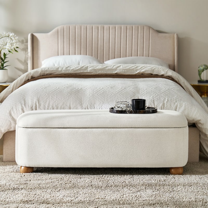 Felipe Modern Storage Bench with Solid Wood Legs by HULALA HOME