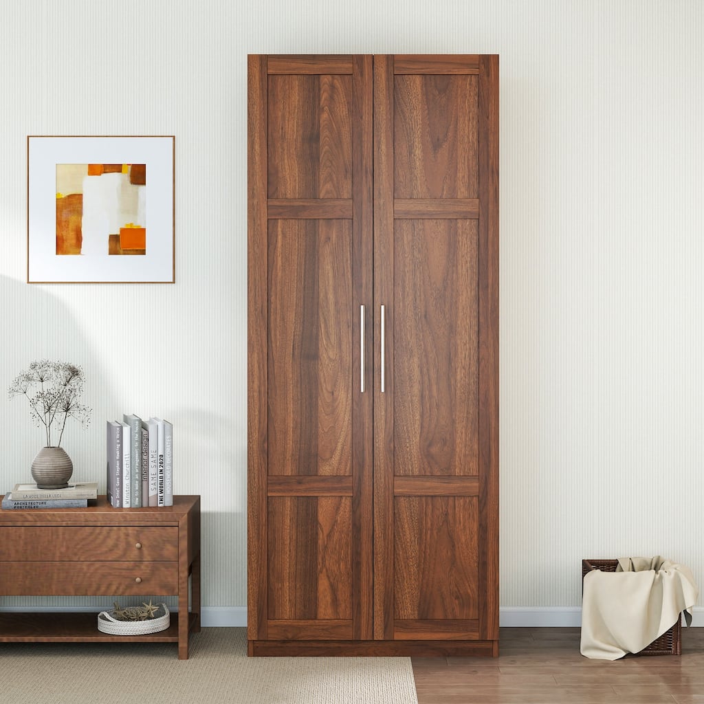High Wardrobe And Cabinet With 2 Doors And 3 Partitions To Separate 4 Storage Spaces