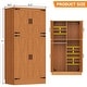 preview thumbnail 6 of 22, Rackcog Wooden Wardrobe with Barn Doors, Farmhouse Closet Storage Cabinet with Hanging Rod
