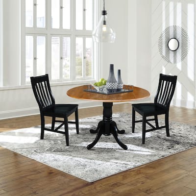 42 in Dual Drop Leaf Dining Table with 2 Dining Chairs - 3 Piece Dining Set