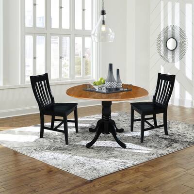 42 in Dual Drop Leaf Dining Table with 2 Dining Chairs - 3 Piece Dining Set