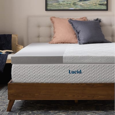 Lucid Bamboo Charcoal and Gel Memory Foam Covered Mattress Topper 2,3,4 inch - N/A