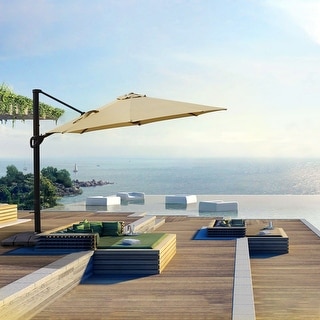 Royalcraft 11 ft Cantilever Patio Offset Umbrella with Base Stand - Bed ...