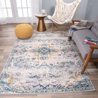 The Curated Nomad Sunset Blue Distressed Bohemian Rug