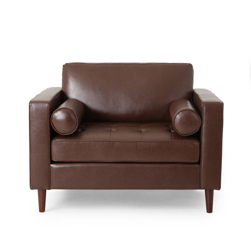 Malinta Contemporary Faux Leather Cushioned Club Chair by Christopher Knight Home