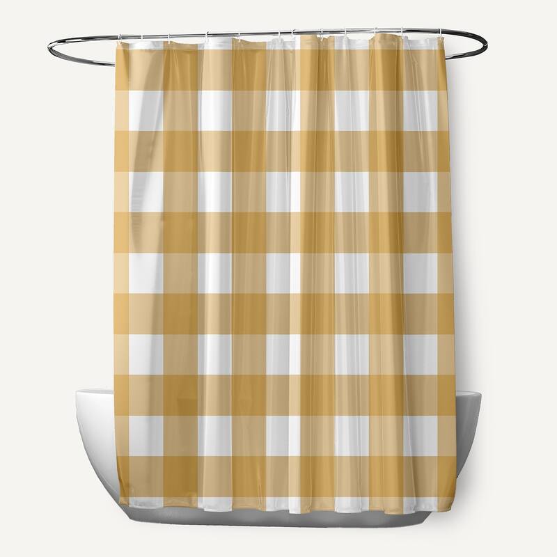 Gingham Plaid Shower Curtain - Golden Mustard