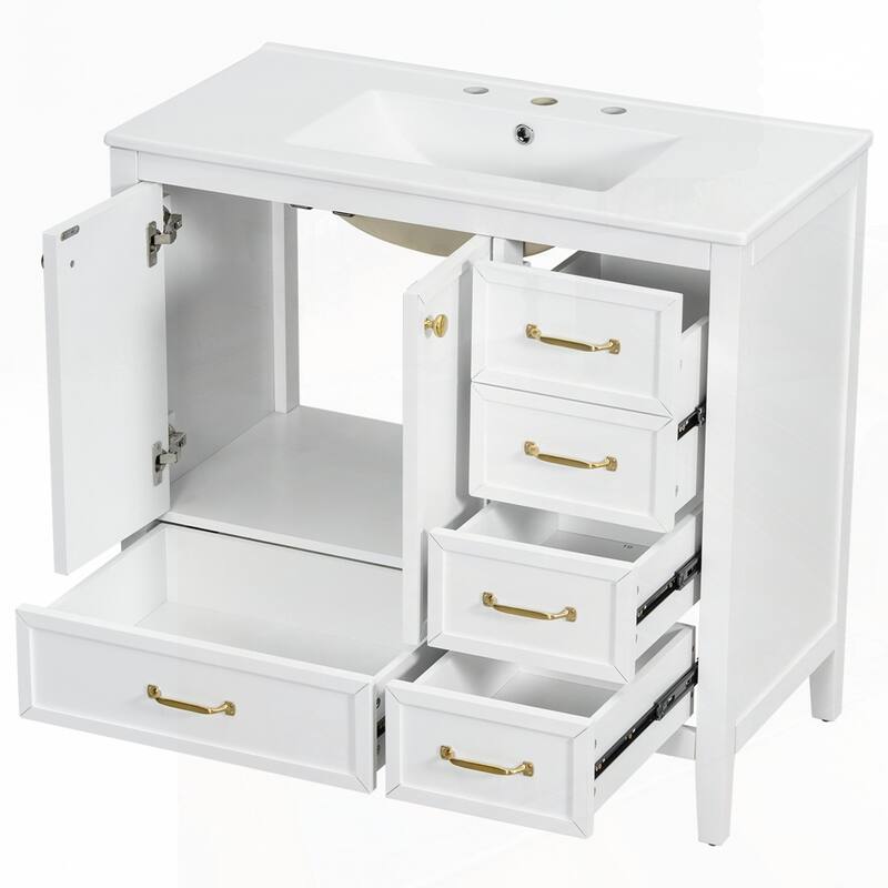 Bathroom Vanity with Sink and Bathroom Cabinet with Soft-Closing Door