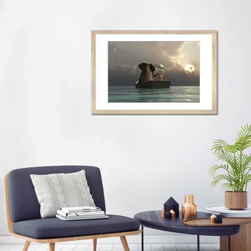 iCanvas "Elephant And Dog Are Floating In A Boat" by Mike Kiev PFA