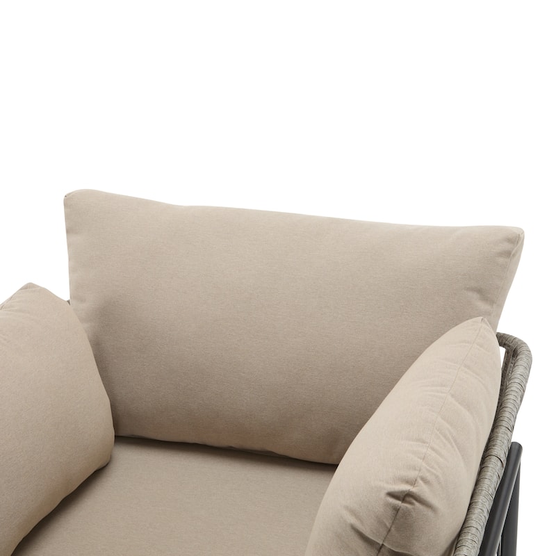 Iron Lounge Chair with Rope Weave and Plush Cushions