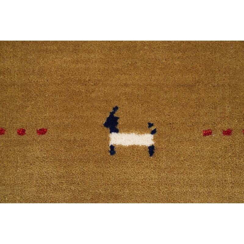 Hand Knotted Oriental 100% Wool Carpet Tribal Animal Pictorial Multi-Colored Gabbeh Area Rug - 5' 10'' X 4' 1''