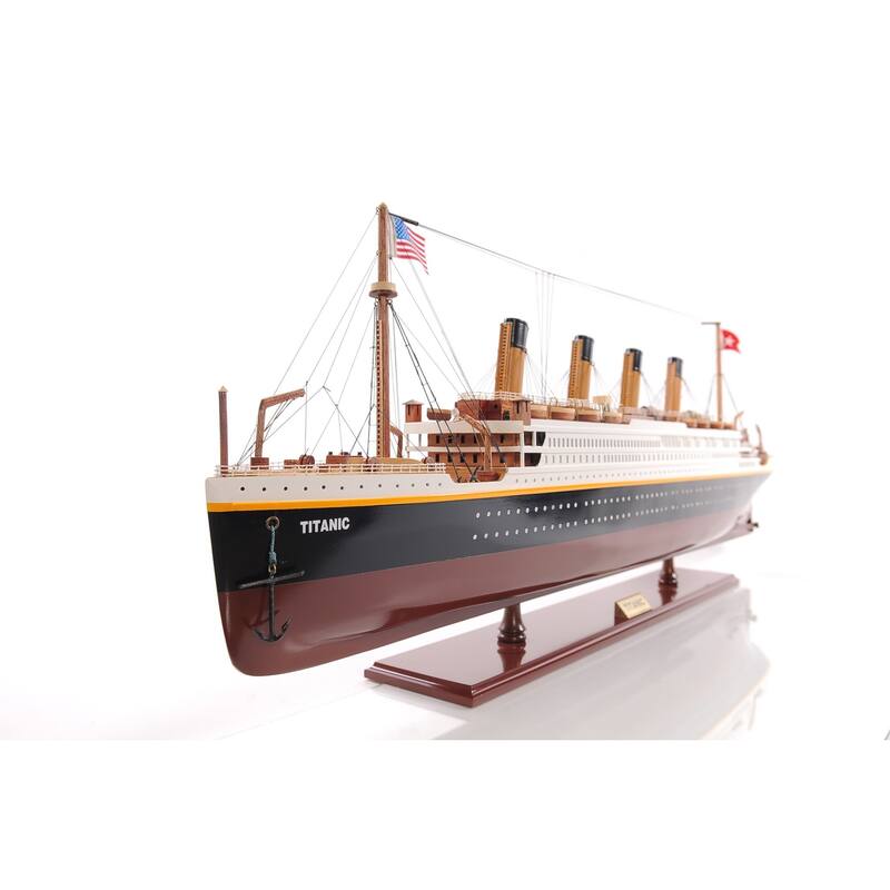 HomeRoots 10" Black and Red 1912 RMS Titanic Small Boat Hand Painted Decorative Boat - 25' X '10' X '3.5