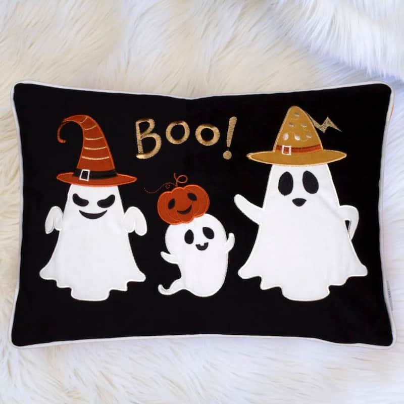 Halloween Boo Ghost Velvet Throw Pillow