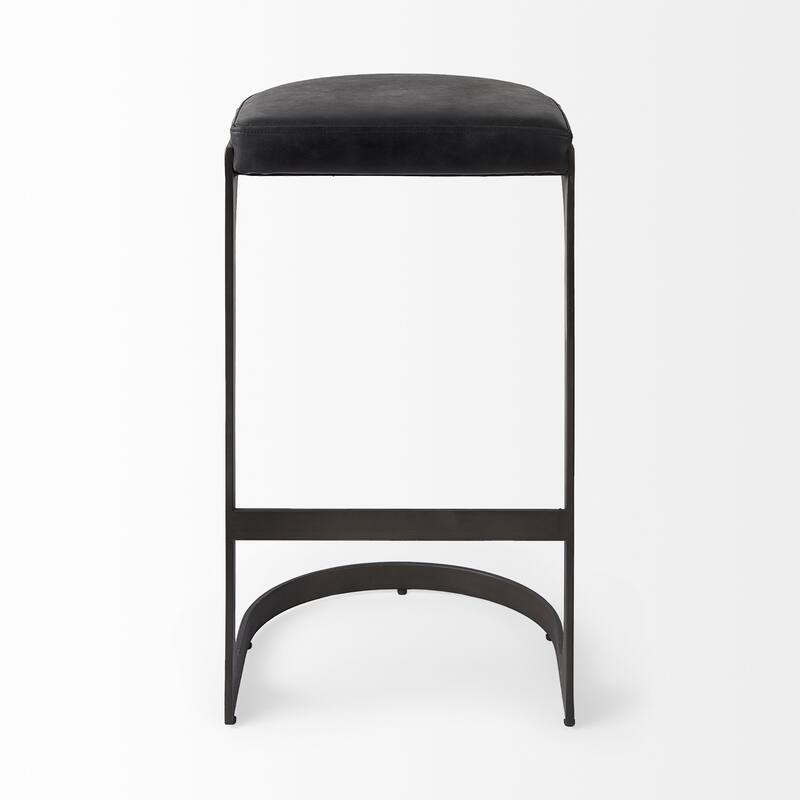 Faux Leather Backless Metal Bar Stools with Footrest