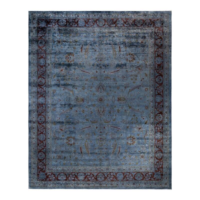 Overton Hand Knotted Wool Vintage Inspired Modern Contemporary Overdyed Gray Area Rug - 11' 10" x 14' 9"