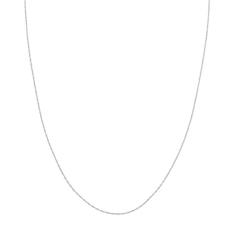 Curata 10k White Gold 0.75mm Rope Chain Necklace (Spring Ring)