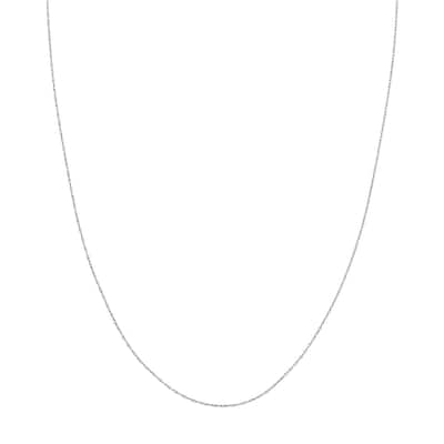 Curata 10k White Gold 0.75mm Rope Chain Necklace (Spring Ring)
