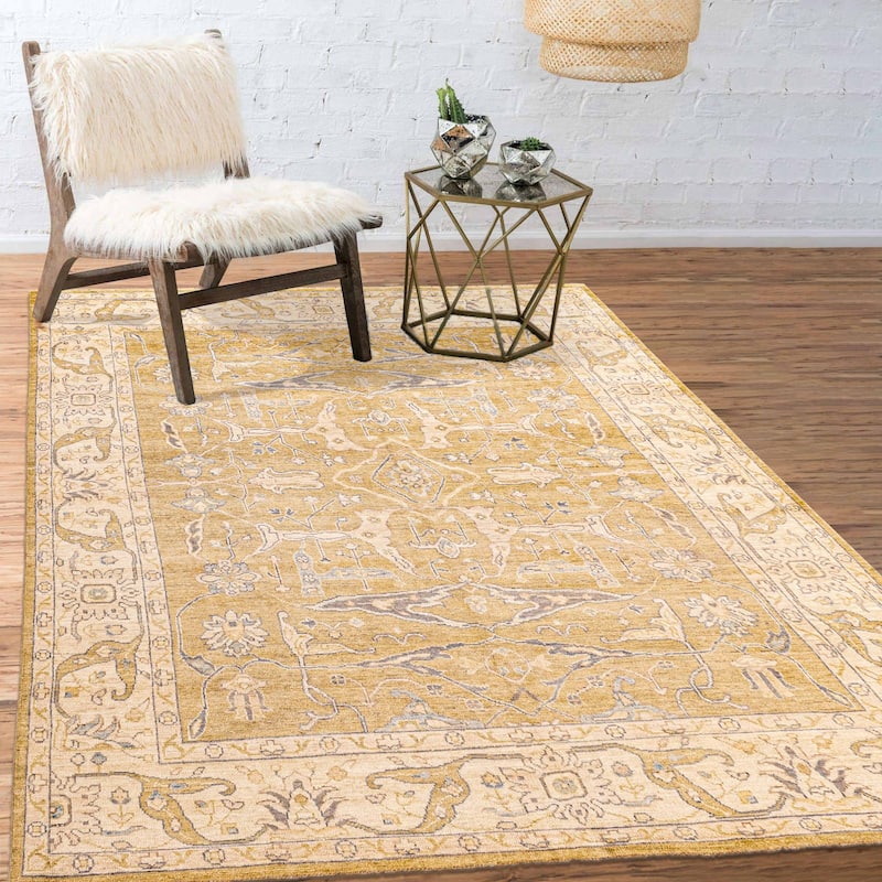 ECARPETGALLERY Hand-knotted Peshawar Oushak Gold Wool Rug - 8'1 x 9'10