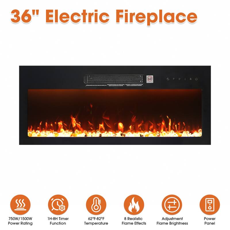 93" Farmhouse Glass White Barn Door Fireplace TV Stand Storage Console with 36" Electric Fireplace for TVs Up to 100"
