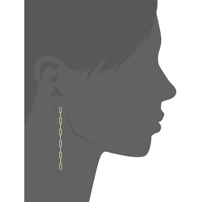 14k Yellow Gold 11-link Paper Clip Dangle Earrings (2.25 inches)
