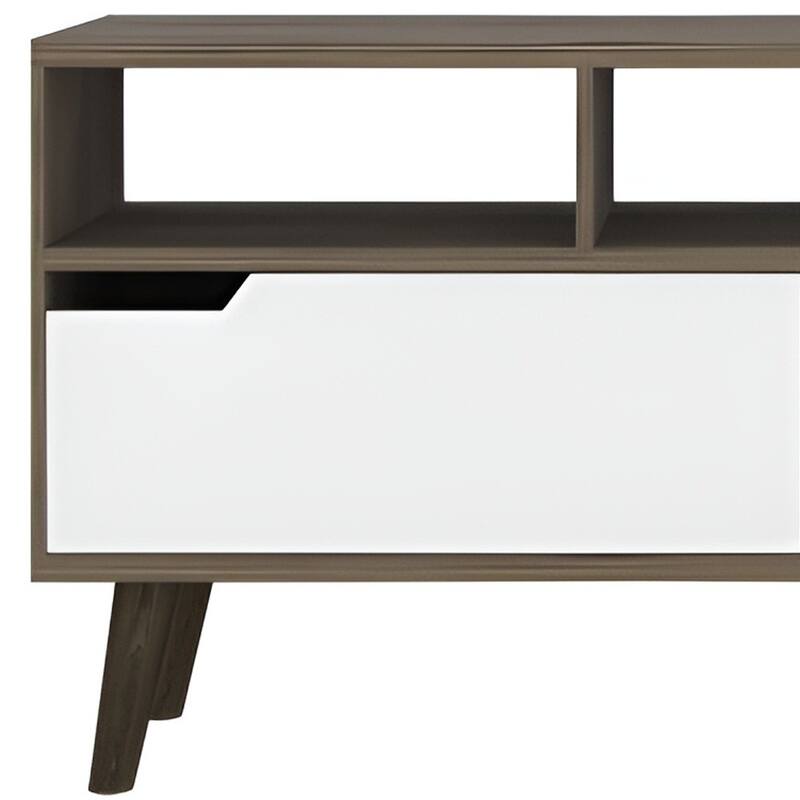 Modern 54" TV Console with Open Shelves Cabinets and Cable Management Space-Saving Storage for Living Room or Office