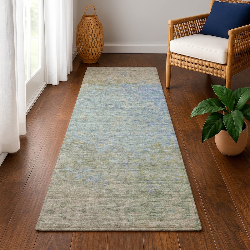 Premium Washable Super Soft Abstract Solid Mayfield Rug - Sky - 2'3" x 7'6"